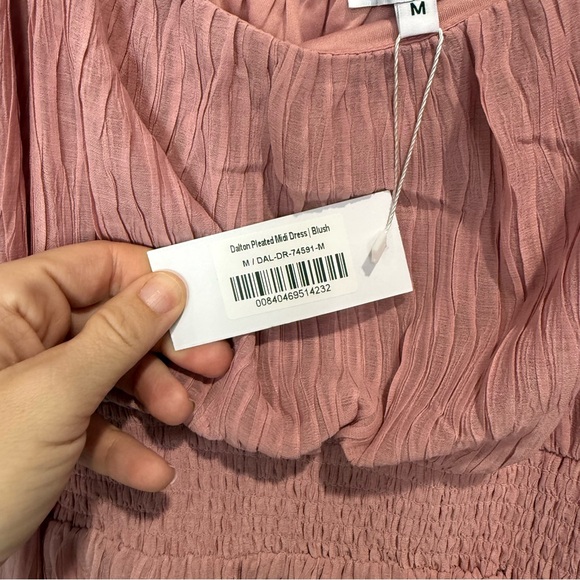 Baltic Born Dalton Pleated Midi Dress - Blush Size Medium - Picture 3 of 10